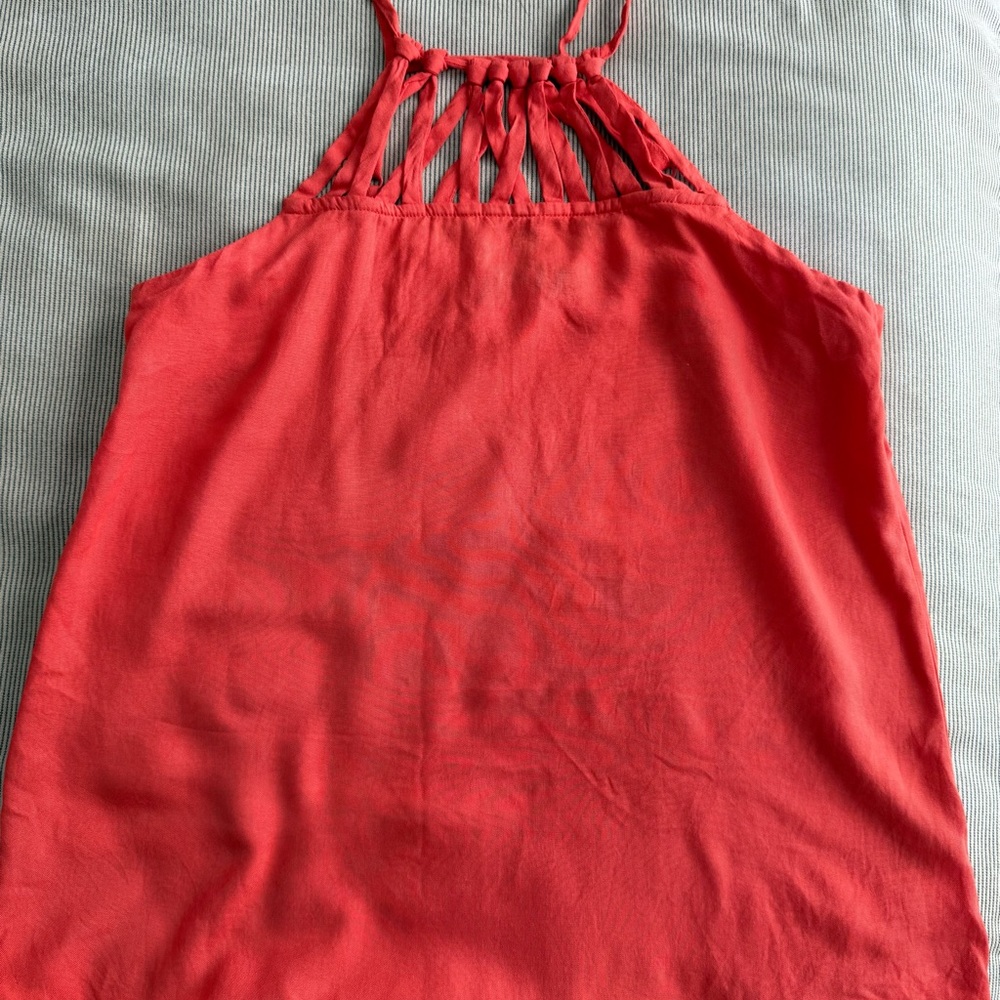 G by Guess Orange Red Sleeveless Cut Out Tank Top